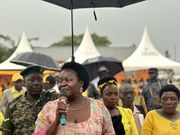 Minister Ruth Nankabirwa speaking at the Heroes Day