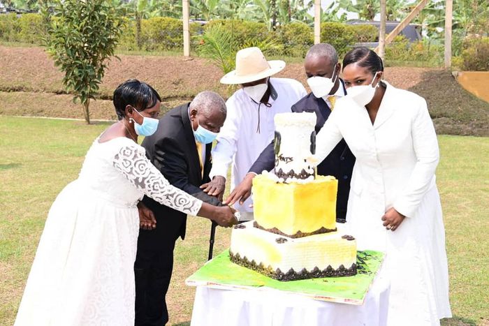 This gesture was made during a celebration of Bangirana's 80th birthday and 48 years of marriage.