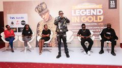 Dr Jose Chameleone addressing the media during the concert launch a few weeks ago