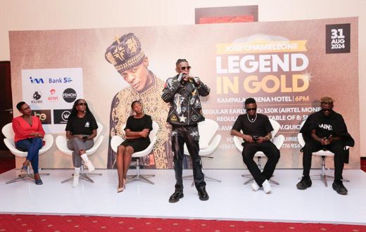 Dr Jose Chameleone addressing the media during the concert launch a few weeks ago