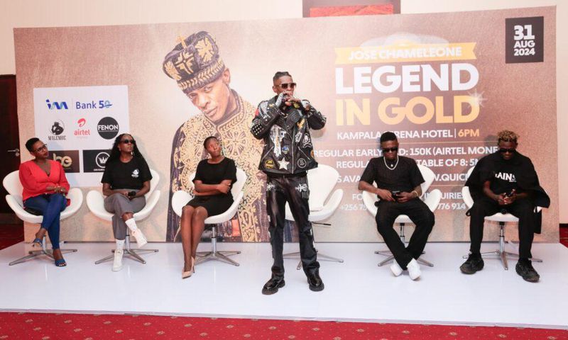 Dr Jose Chameleone addressing the media during the concert launch a few weeks ago
