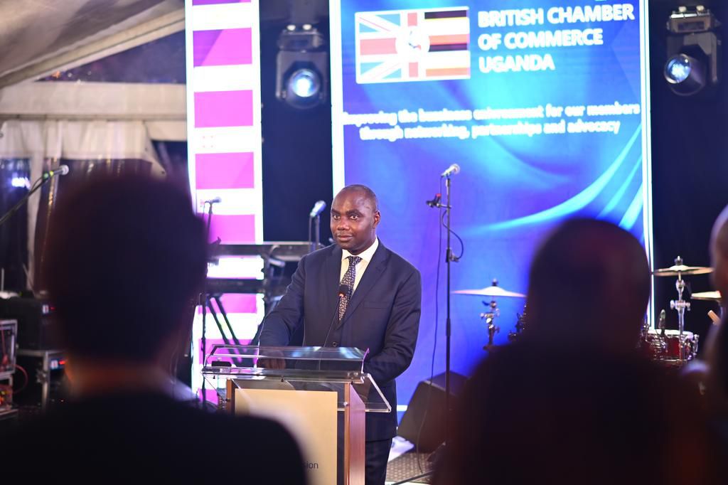 The guest of Honour Hon Henry Musasizi during the launch of the British Chamber of Commerce yesterday