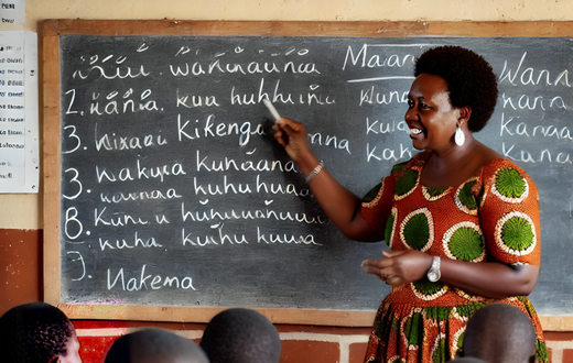 An AI-generated image of a classroom scene in a Kenyan school