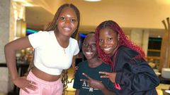 Tenge Tenge poses with comedians Emmanuela and Aunty Success