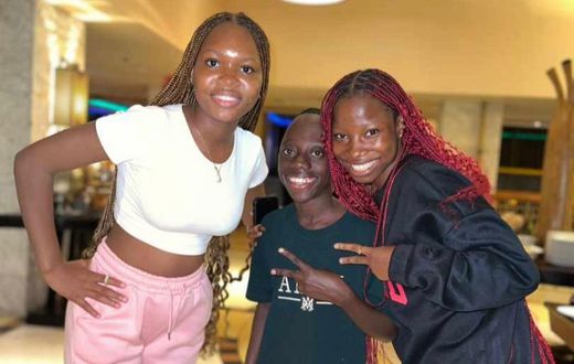 Tenge Tenge poses with comedians Emmanuela and Aunty Success