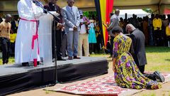 Eddy Kenzo and Fiona Nyamutoro get blessings at a recent event