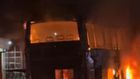 Screengrab of a video showing the bus burning