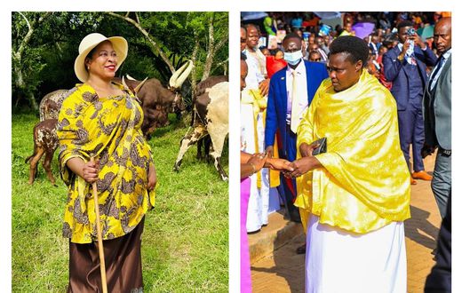 Anita Among and Jessica Alupo donned the Ankole Suuti recently