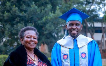 Joel Ssenyonyi with his mother
