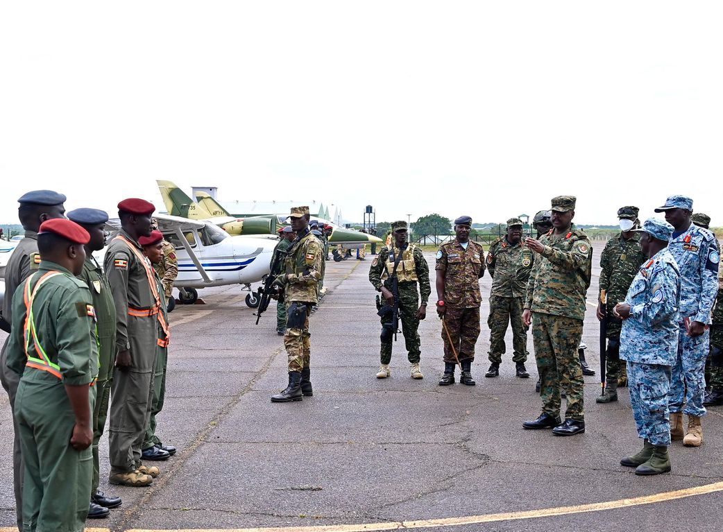 Gen Muhoozi at the Uganda Air Force College.