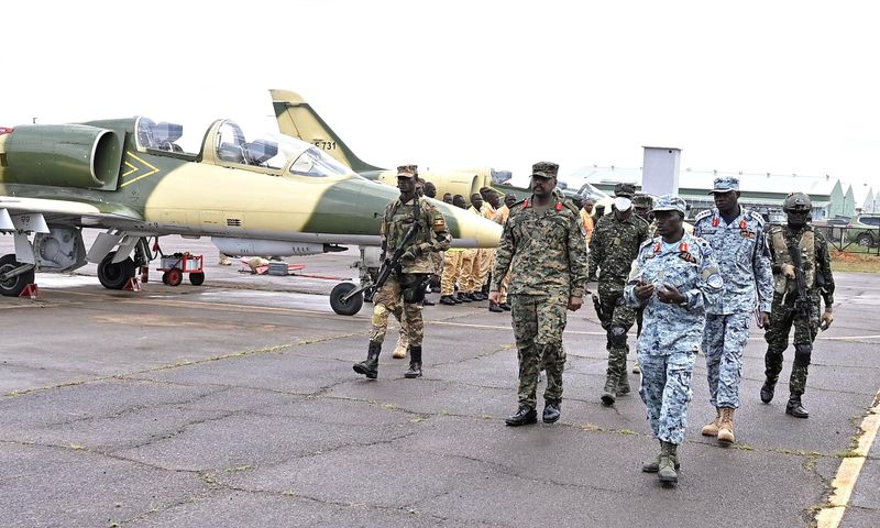 Gen Muhoozi at the Uganda Air Force College.