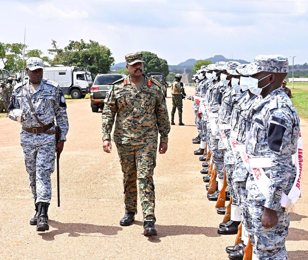 Gen Muhoozi at the Uganda Air Force College.