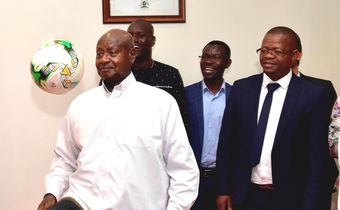 President Yoweri Museveni with FUFA president Moses Magogo