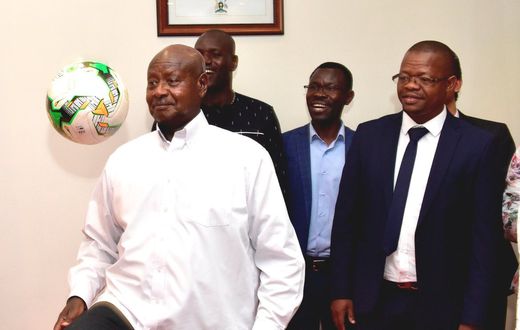 President Yoweri Museveni with FUFA president Moses Magogo