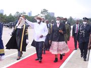 President Yoweri Museveni arrives at Kololo for the State of the Nation Address
