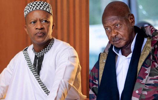 Frank Gashumba (a leader in the Bavandimwe community) and President Yoweri Museveni