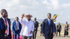 President Yoweri Yoweri Museveni arriving in Tanzania for the summit