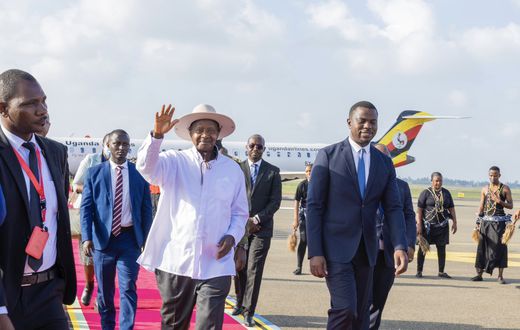 President Yoweri Yoweri Museveni arriving in Tanzania for the summit