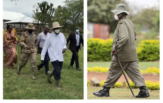 President Yoweri Museveni walking at a brisk pace