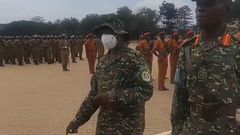 The unidentified officer went viral, imitating the Commander in Chief at a military parade rehearsal.