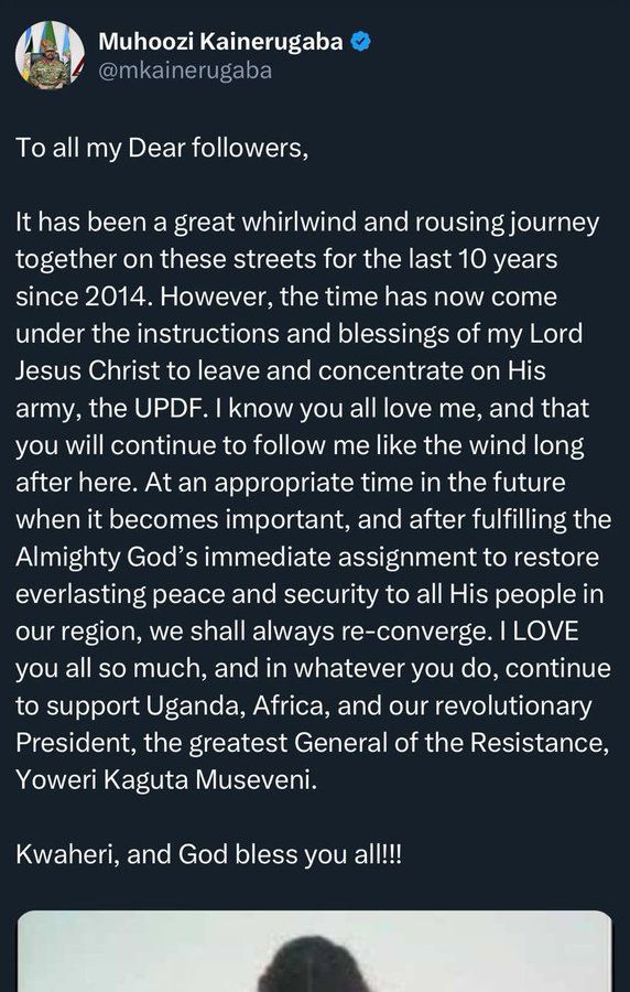 Muhoozi's last post