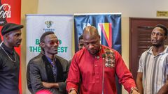 Isaiah Katumwa, speaks at the press conference ahead of his concert (Photos by Andrew Ibanda)