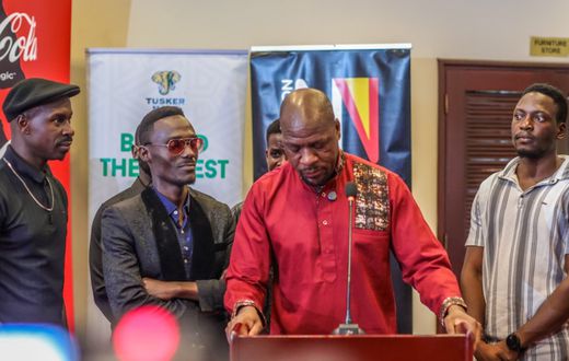 Isaiah Katumwa, speaks at the press conference ahead of his concert (Photos by Andrew Ibanda)