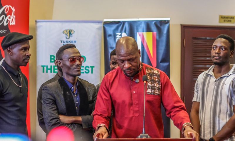Isaiah Katumwa, speaks at the press conference ahead of his concert (Photos by Andrew Ibanda)