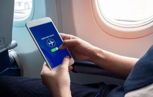 Flight mode, or airplane mode, disables cellular communication, WiFi, and Bluetooth and only permits the use of aircraft-installed WiFi services.