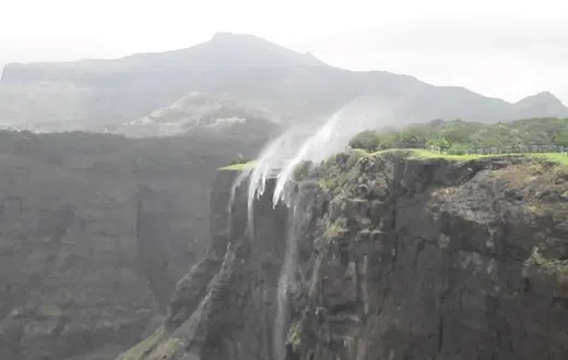 This waterfall gets its name because the water appears to flow upwards during the monsoon season.
