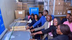 The equipment worth Shs 1.3 billion was handed over by Ecobank and partners to UBTS