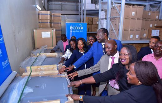 The equipment worth Shs 1.3 billion was handed over by Ecobank and partners to UBTS