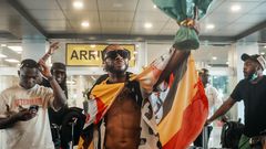 Dexta Daps arrived at Entebbe Airport on Wednesday