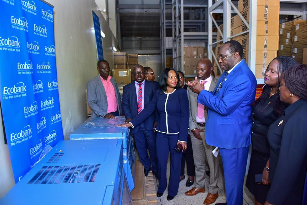 The equipment worth Shs 1.3 billion was handed over by Ecobank and partners to UBTS