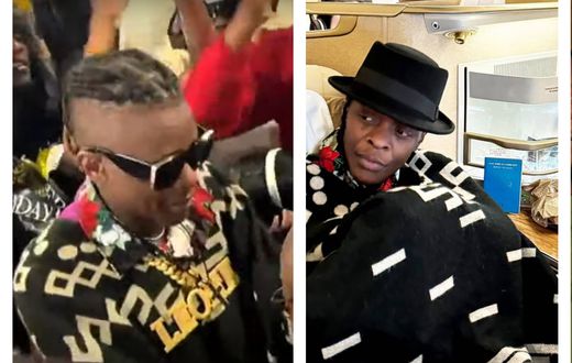 Dozens of family members crammed the Arrivals wing of Entebbe International Airport to welcome the artist.