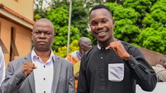 Alex Luwemba with the late Muhammad Ssegirinya