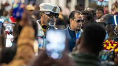 Koffi Olomide arrived last night at Entebbe International Airport