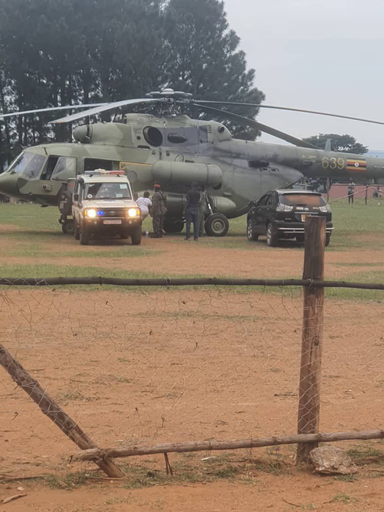 A UPDF  helicopter was used to airlift Gen Muzeyi to Kampala for treatment