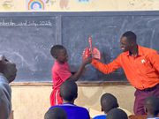 Learners at Buloba Church of Uganda Primary School in Wakiso District experiment with lab equipment