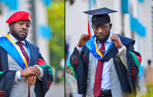 David Musiri, the Head of the People Power Students Wing, was among the graduands at Makerere University's 75th graduation ceremony, held at the iconic Freedom Square.