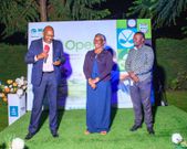 Omuhikirwa (Tooro Prime Minister) Calvin Armstrong Rwomiire Akiiki delivers remarks on behalf of His Majesty King Oyo at the Hima Open 2025, highlighting the intersection of culture, sport, and development.