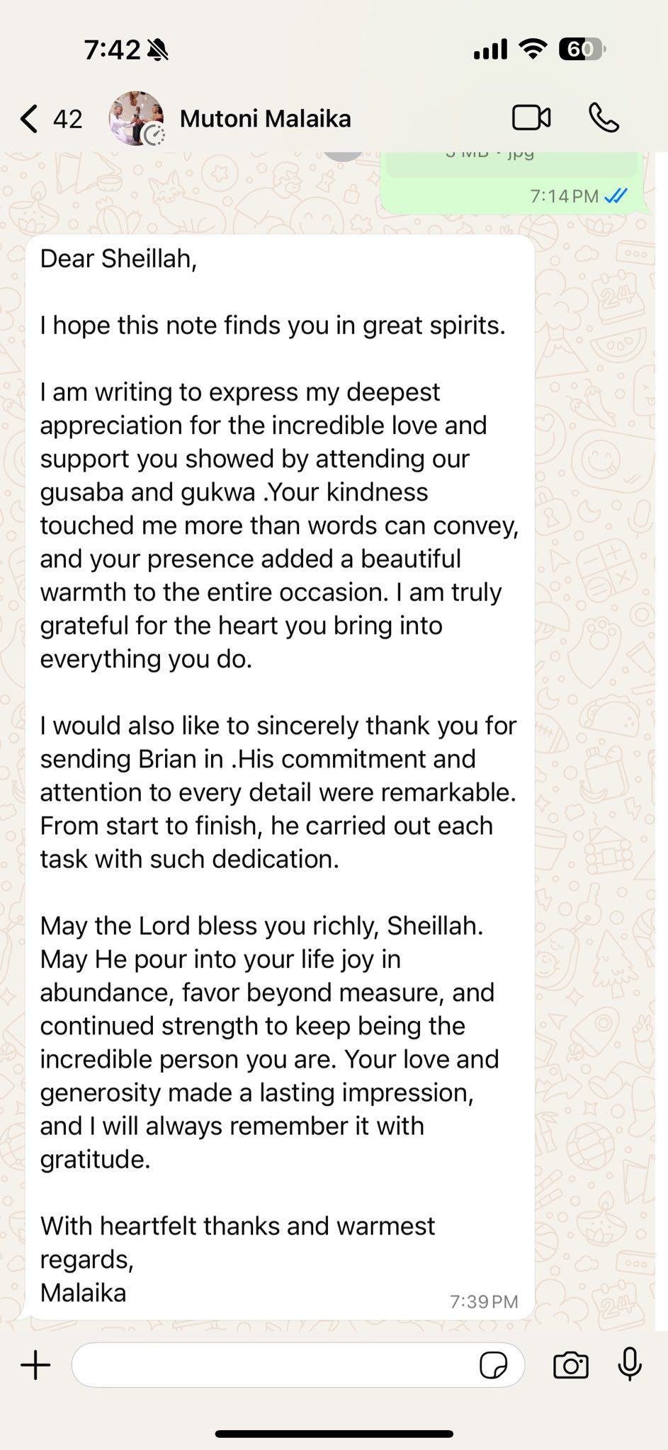 Mutoni praises Sheilah Gashumba in heartfelt text message