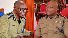 Inspector General of Police Abas Byakagaba and AIGP Kafero Moses Kabugo