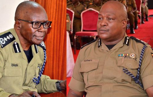Inspector General of Police Abas Byakagaba and AIGP Kafero Moses Kabugo