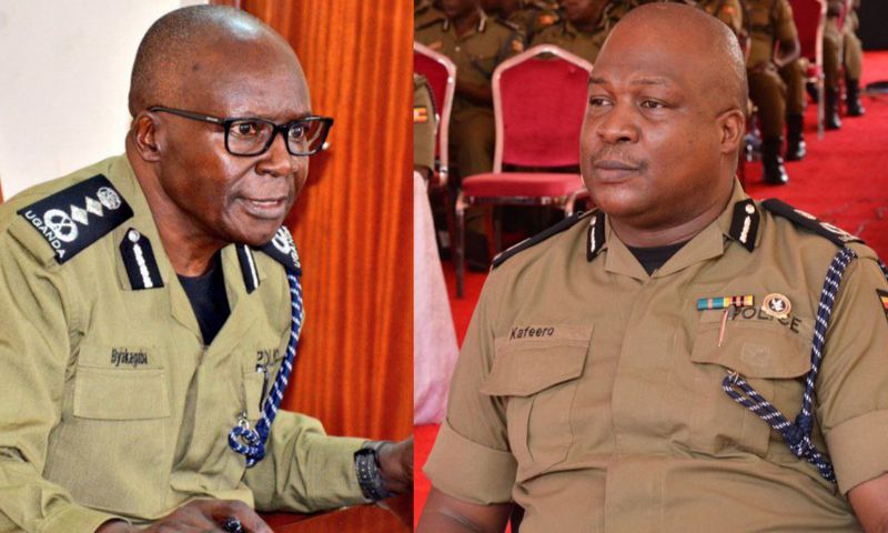 Inspector General of Police Abas Byakagaba and AIGP Kafero Moses Kabugo