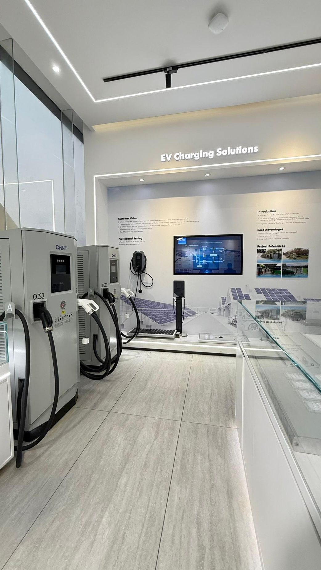 The showroom features approximately 1,500 electrical products