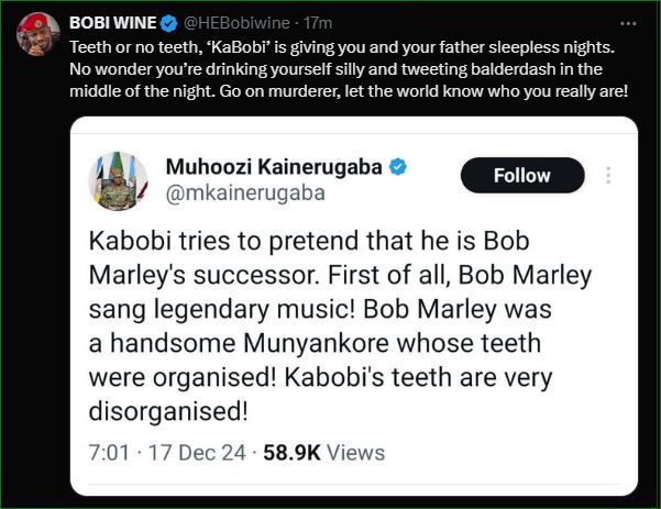 'I still give you and your dad sleepless nights' - Bobi Wine hits back at Muhoozi
