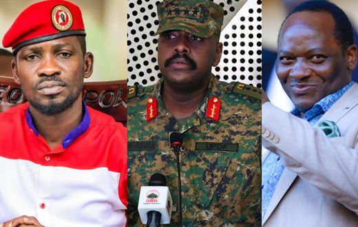 Bobi Wine, Gen Muhoozi Kainerugaba and Mathias Mpuuga