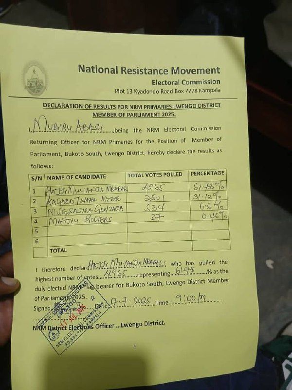 The Bukoto South election results