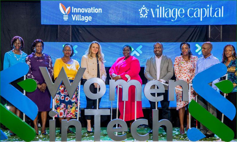 Team from Standard Chartered and Innovation Village shared a picture moment with the Chief Guest - Hon Asamo during the launch of Women in Tech Program